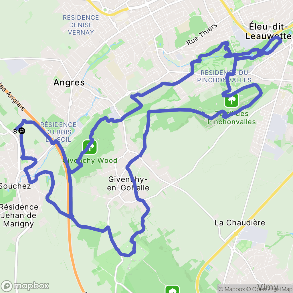 Souchez : carte du parcours de randonnée - France