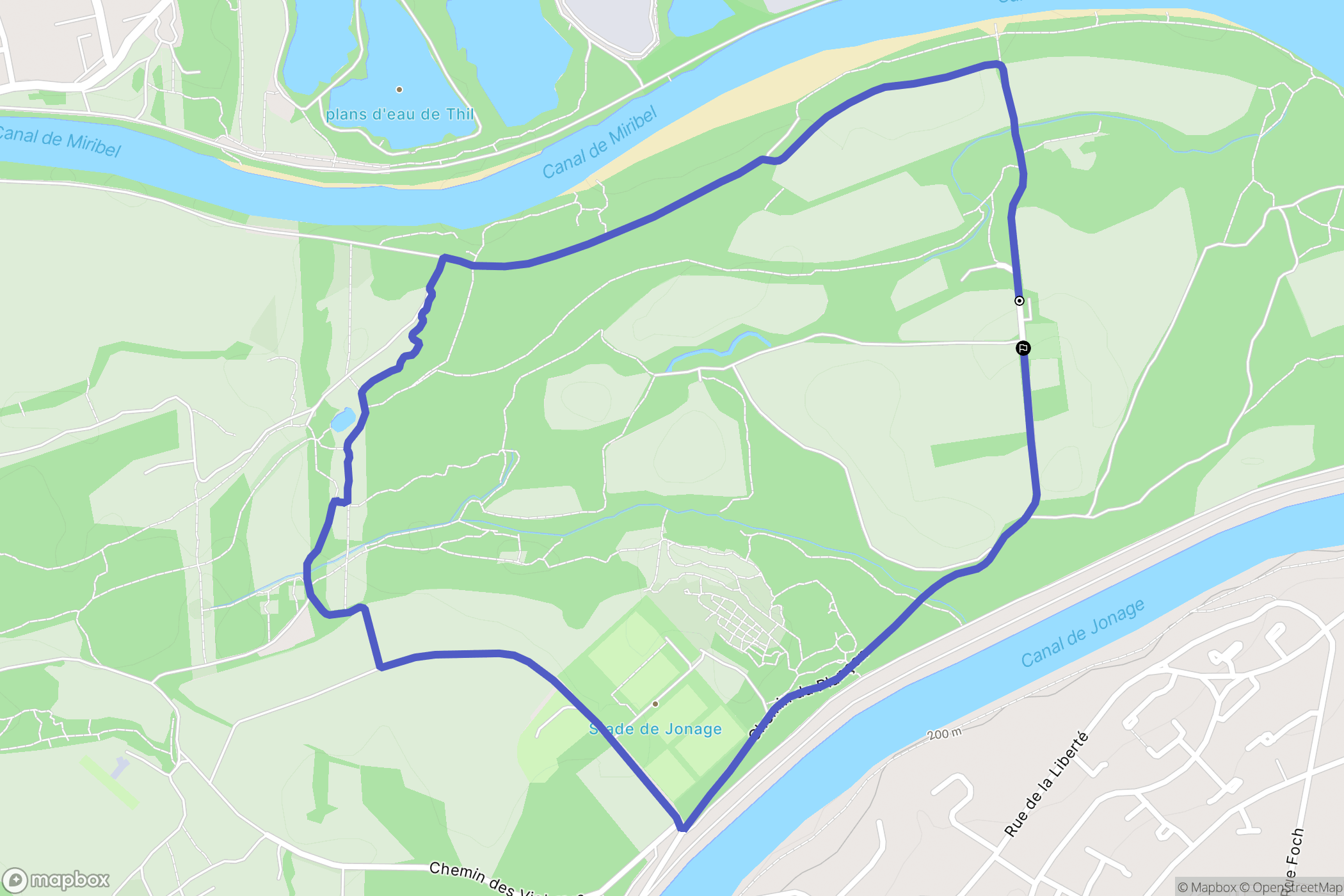Jonage : carte du parcours de randonnée - France