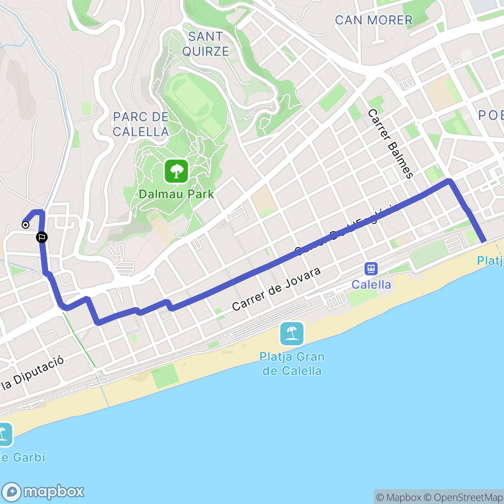 Calella : carte du parcours de randonnée - Spain