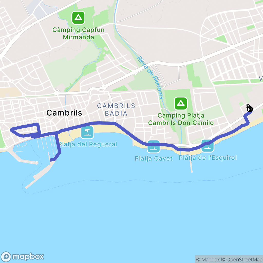 Cambrils : carte du parcours de randonnée - Spain