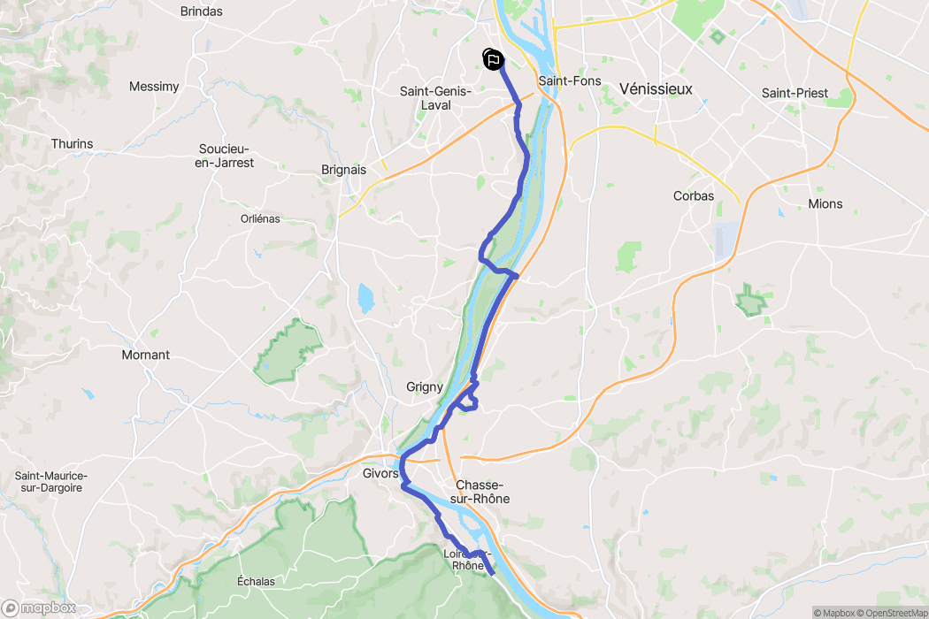 Oullins-Pierre-Bénite : carte du parcours de randonnée - France