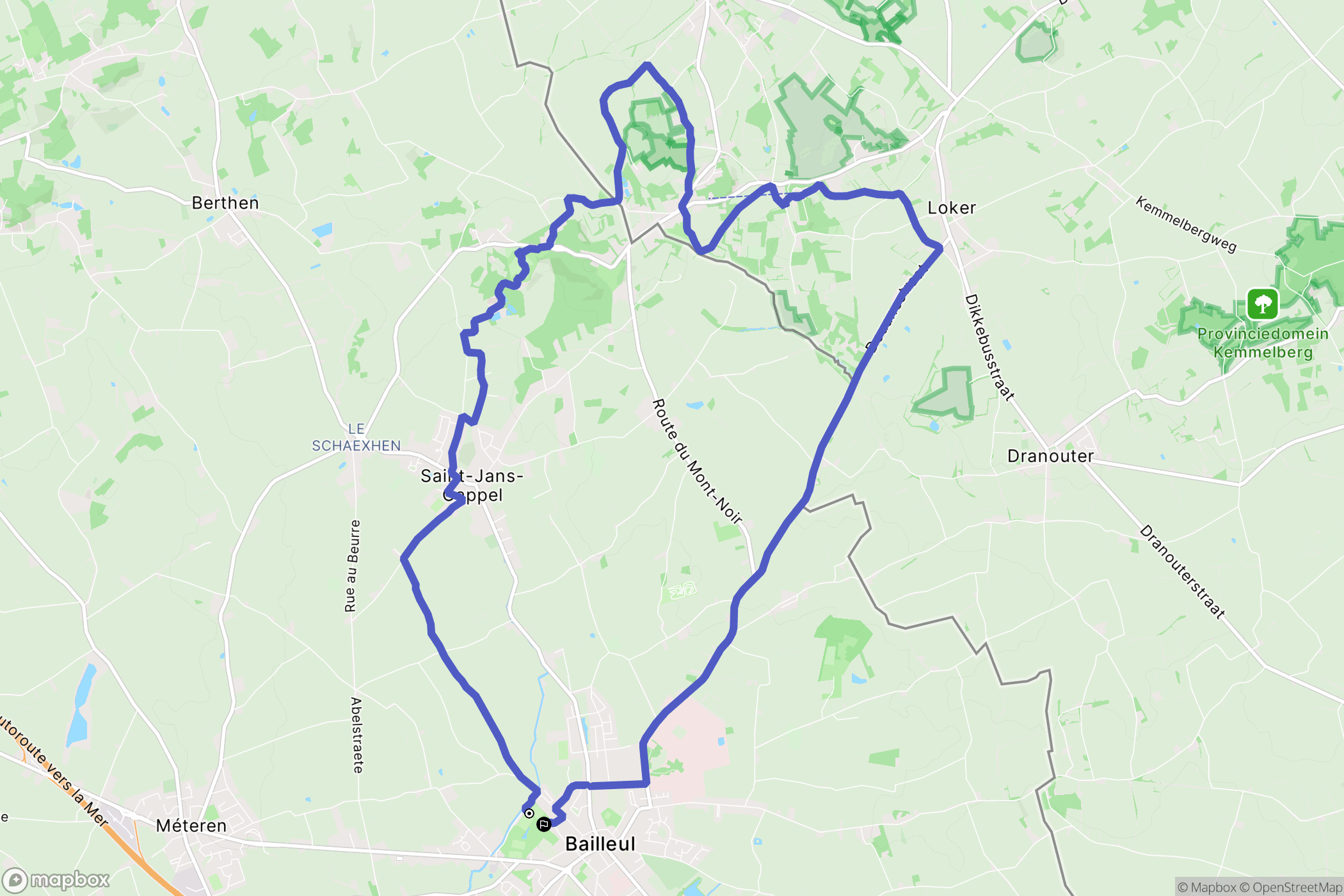 Bailleul : carte du parcours de randonnée - France