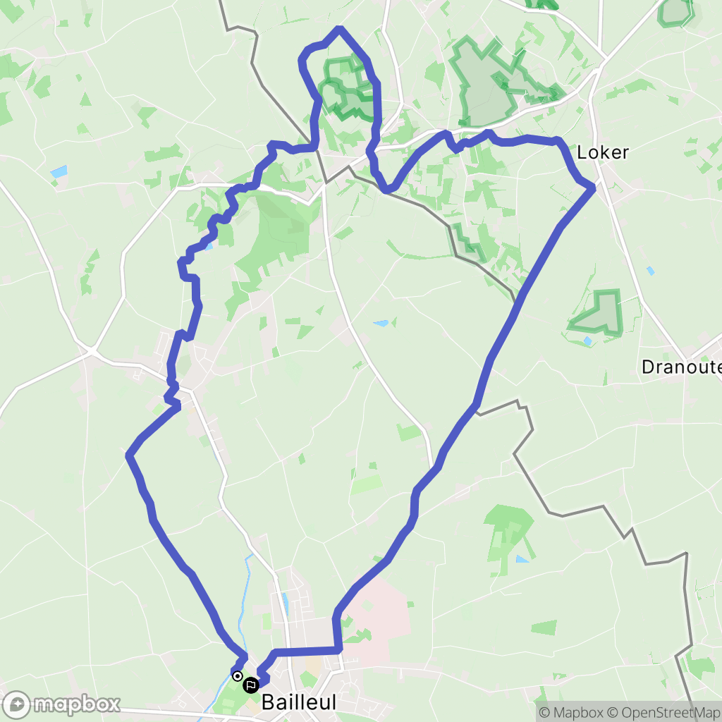 Bailleul : carte du parcours de randonnée - France