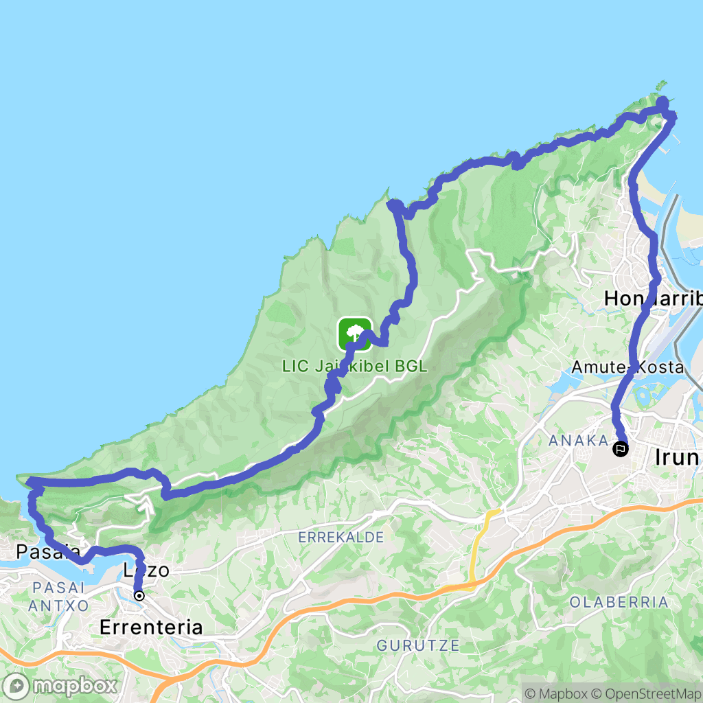 Lezo : carte du parcours de randonnée - Spain