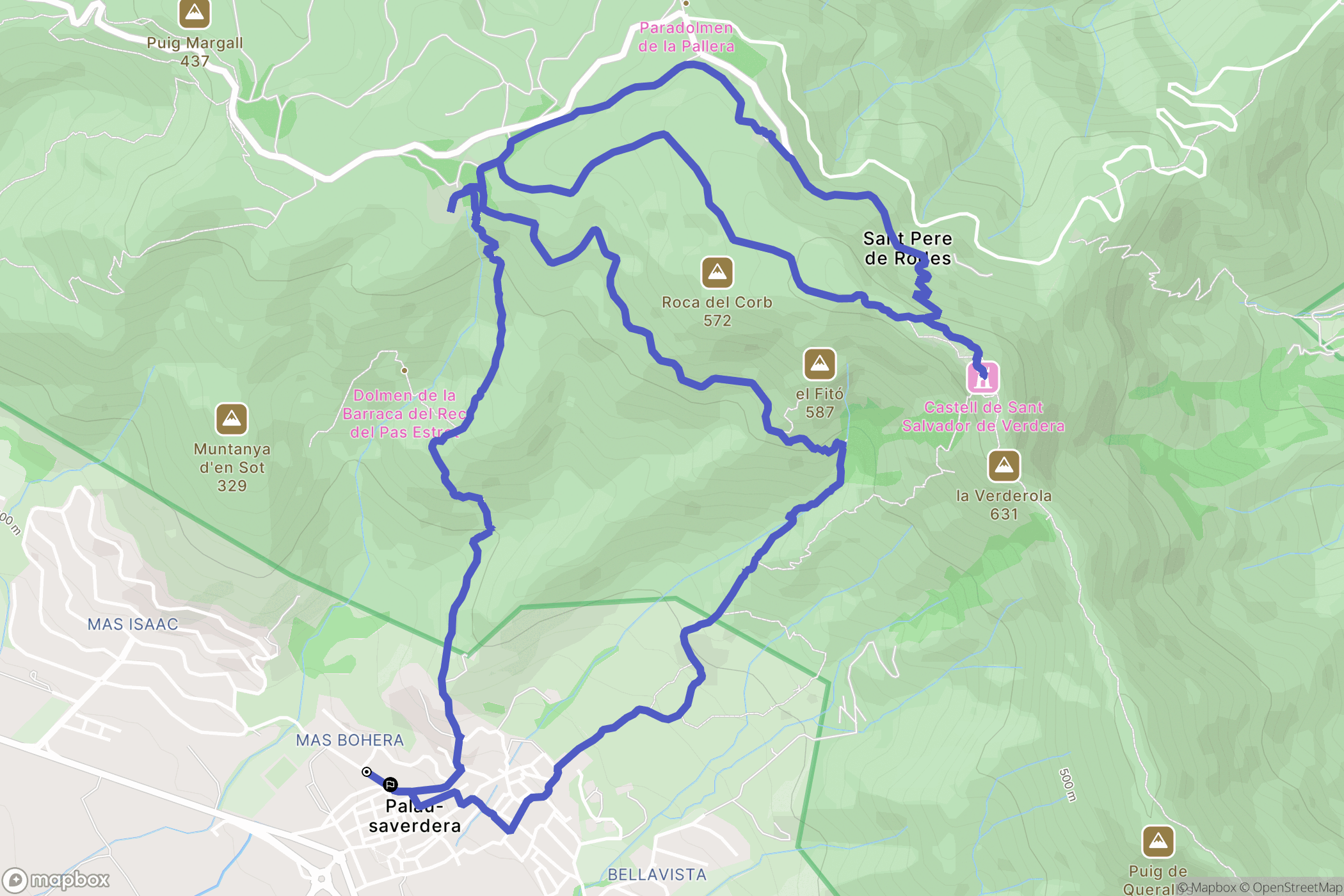 Palau Saverda : carte du parcours de randonnée - Spain