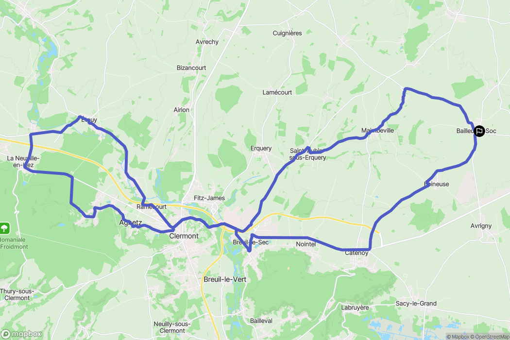 Bailleul-le-Soc : carte du parcours de randonnée - France