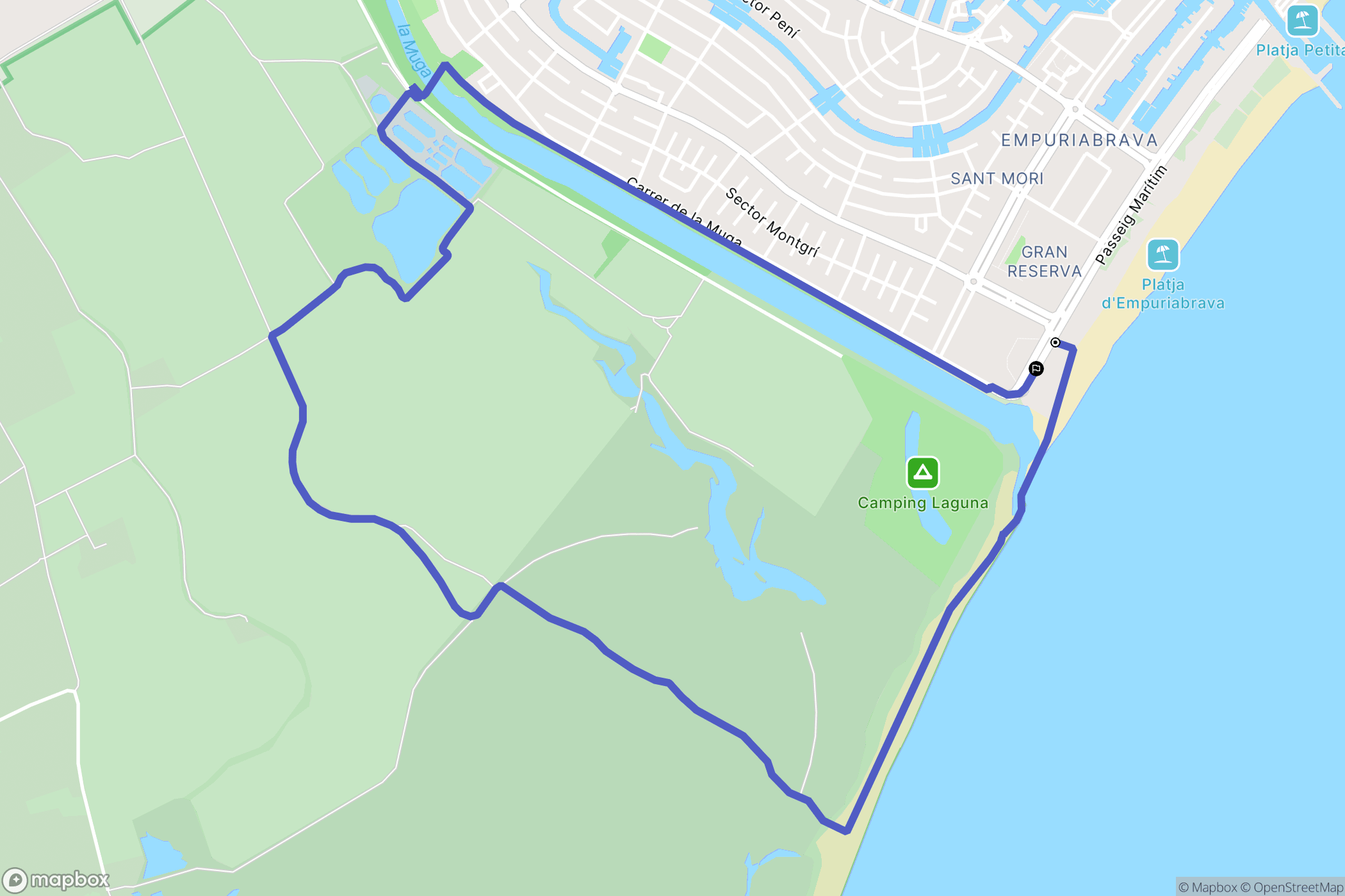 Empuriabrava : carte du parcours de randonnée - Spain
