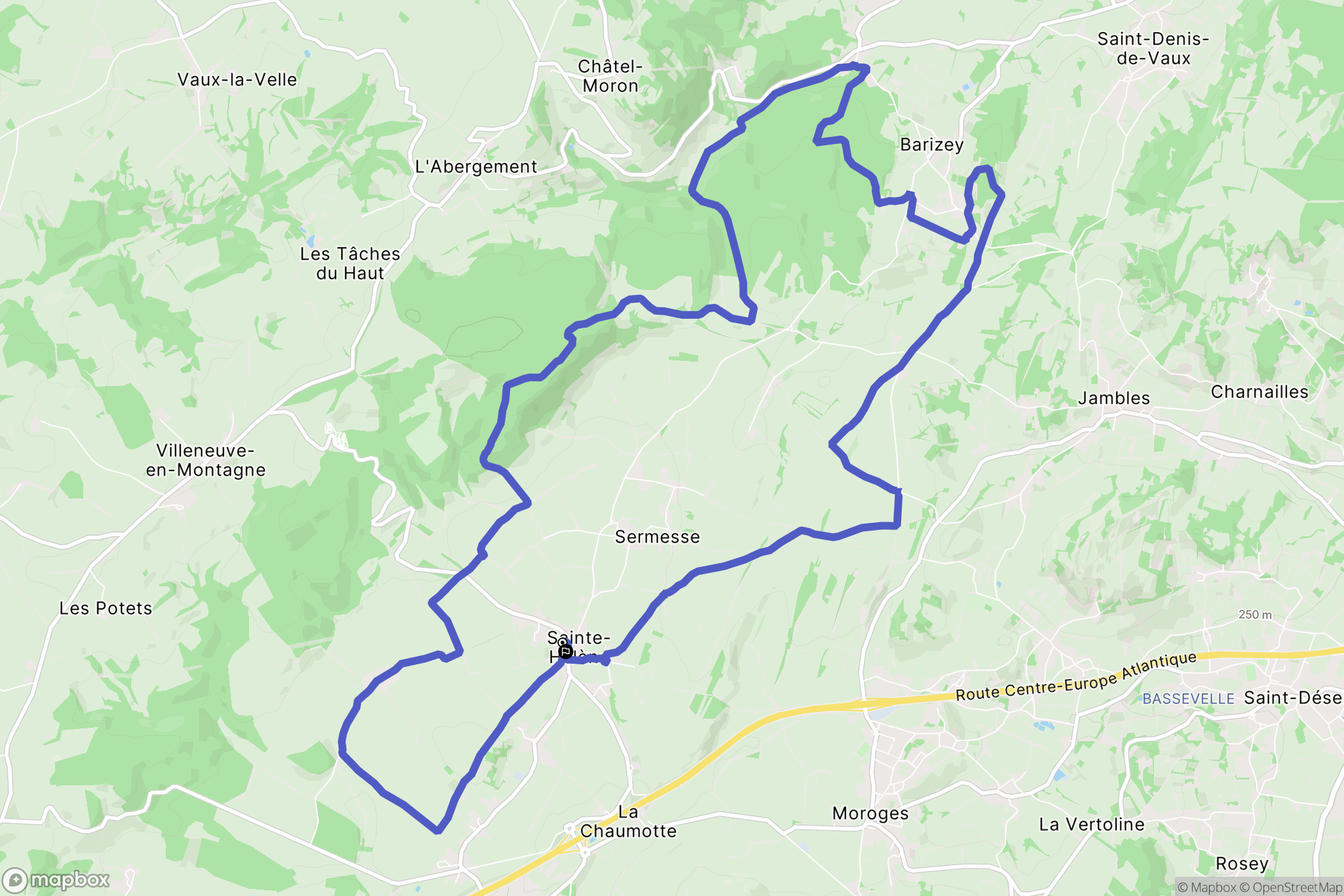 Sainte-Hélène : carte du parcours de randonnée - France