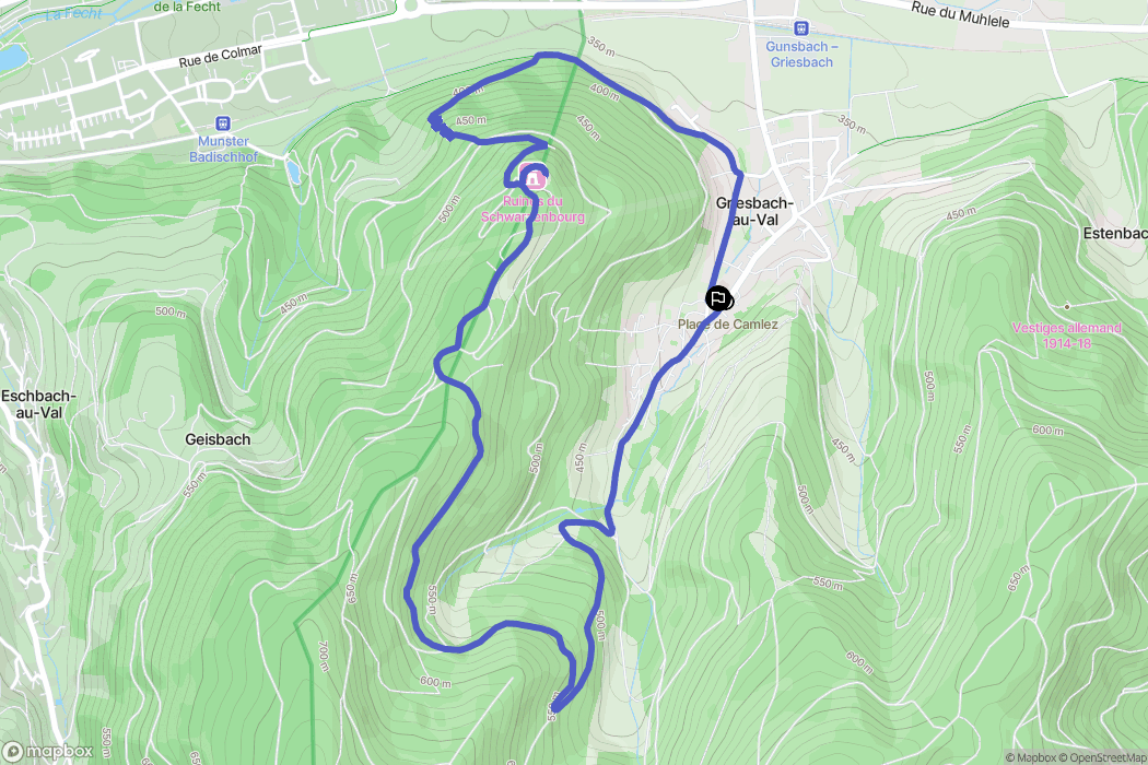 Griesbach-au-Val : carte du parcours de randonnée - France
