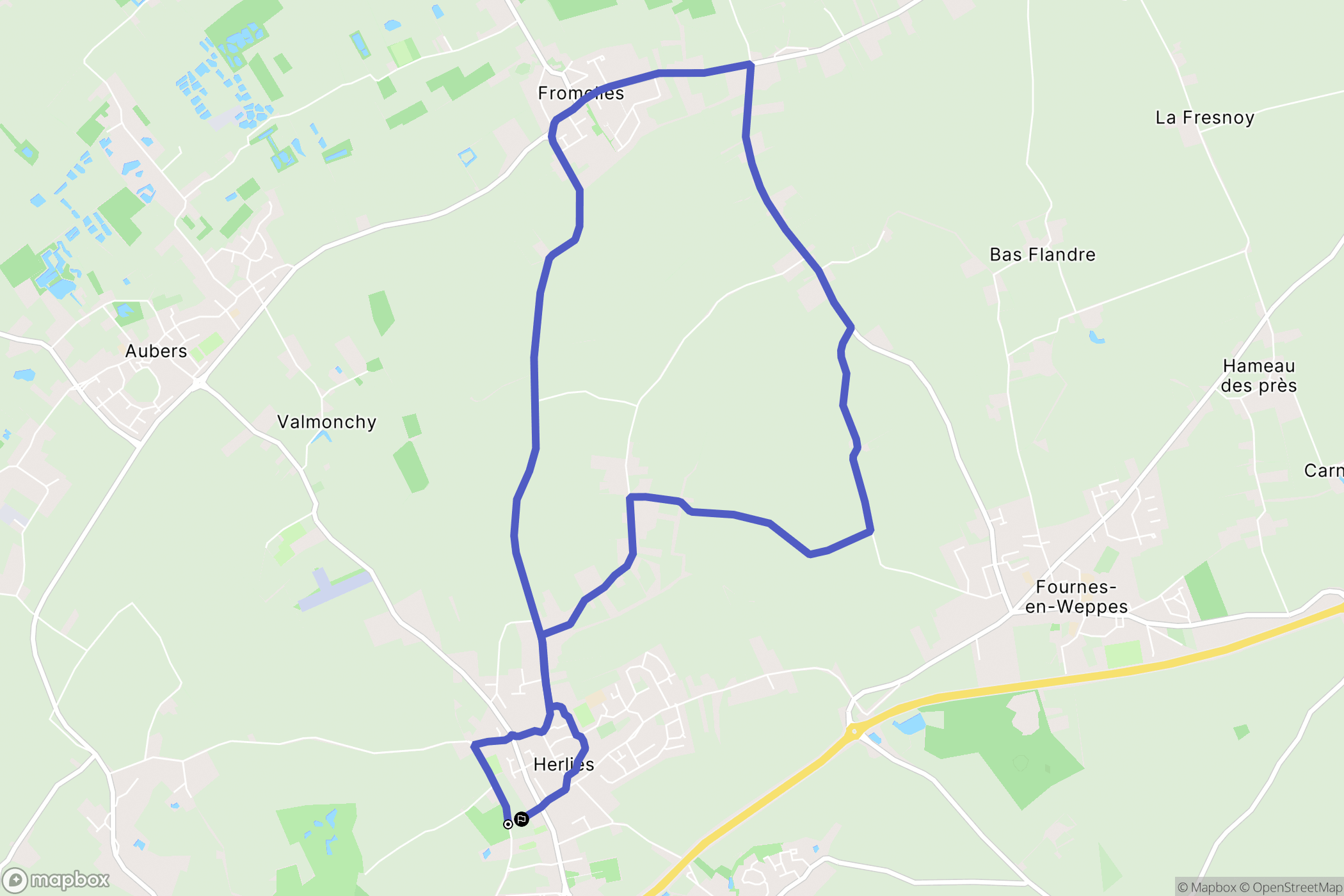 Herlies : carte du parcours de randonnée - France