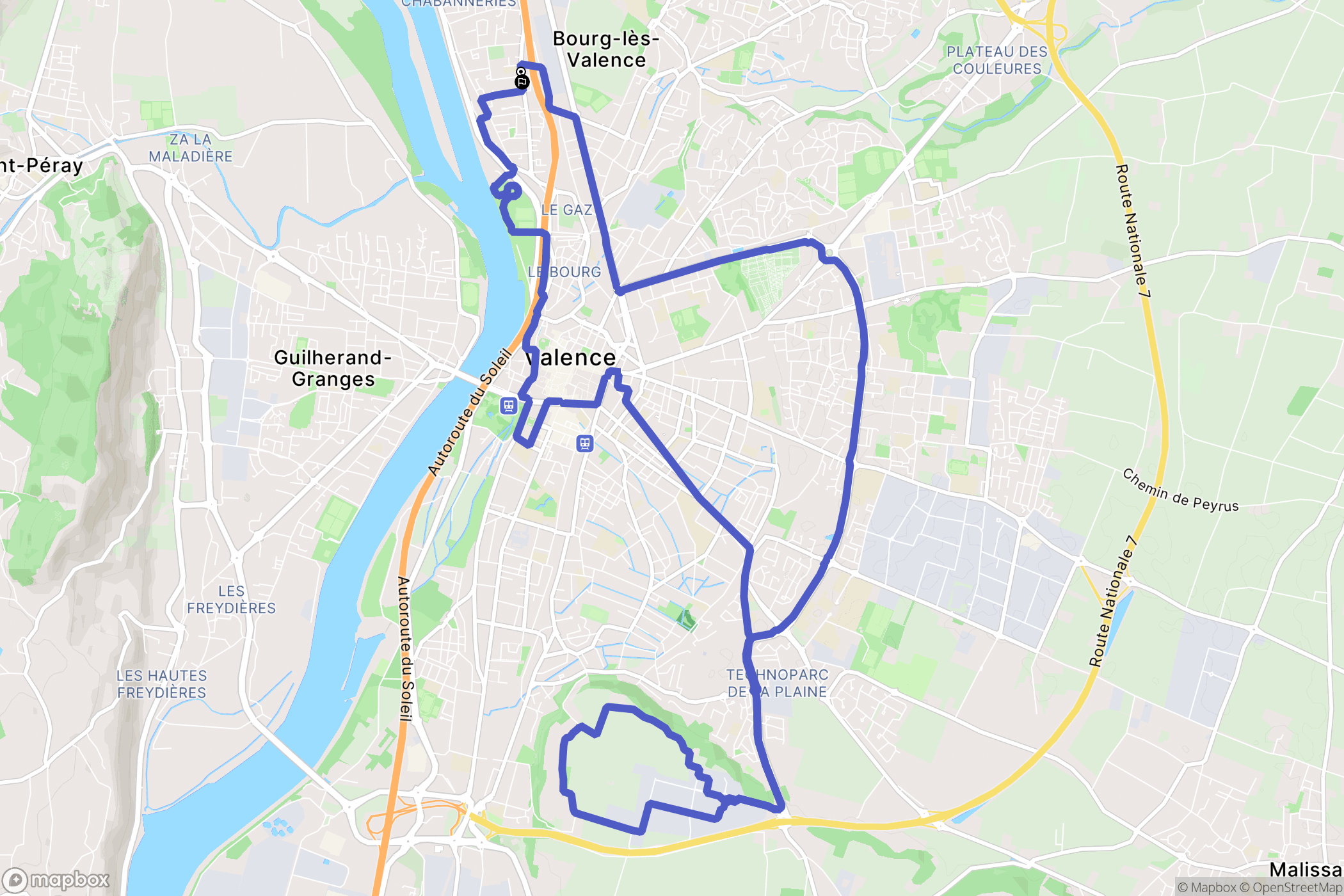 Bourg-lès-Valence : carte du parcours de randonnée - France