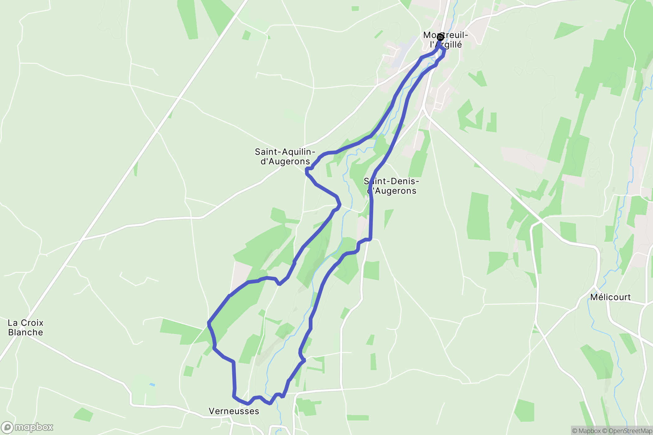 Montreuil-l'Argillé : carte du parcours de randonnée - France