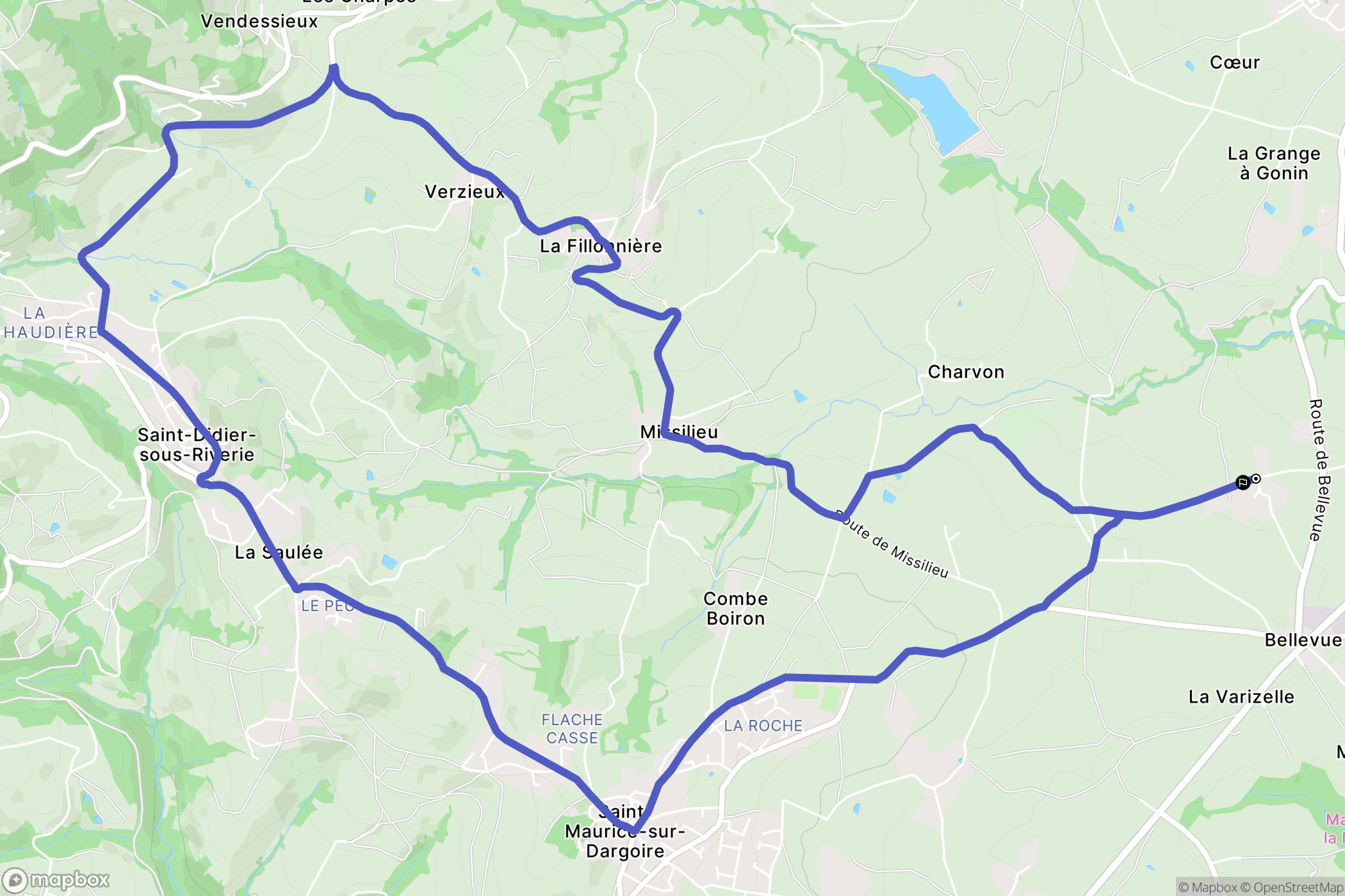 Bellevue : carte du parcours de randonnée - France