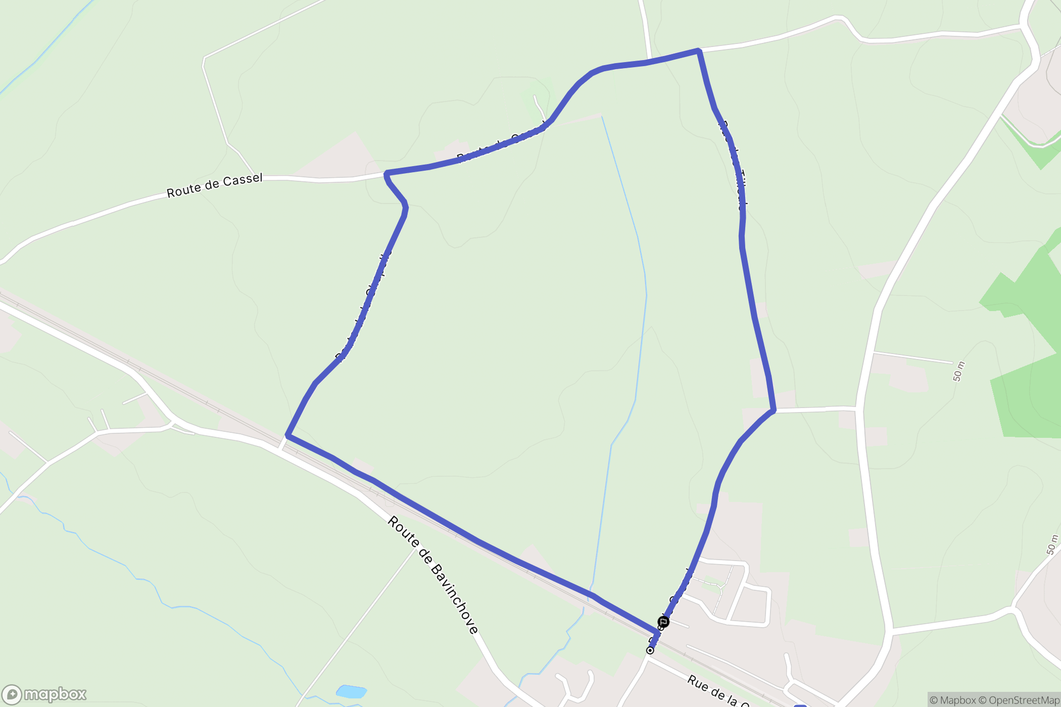 Bavinchove : carte du parcours de randonnée - France