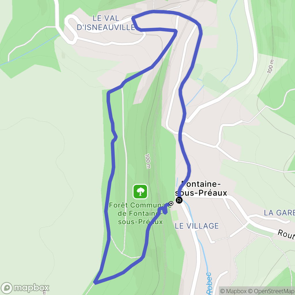 Fontaine-sous-Préaux : carte du parcours de randonnée - France