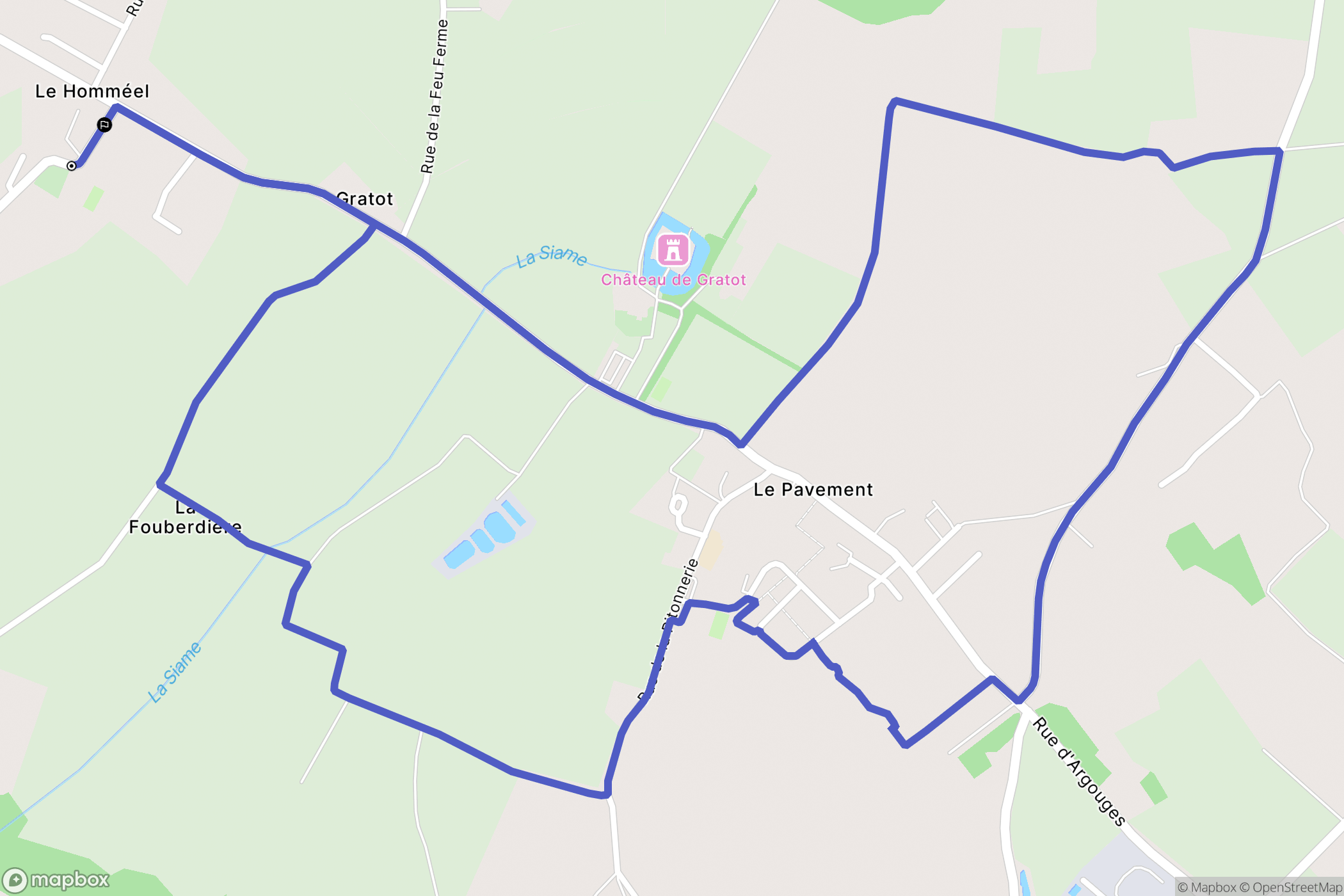 Gratot : carte du parcours de randonnée - France