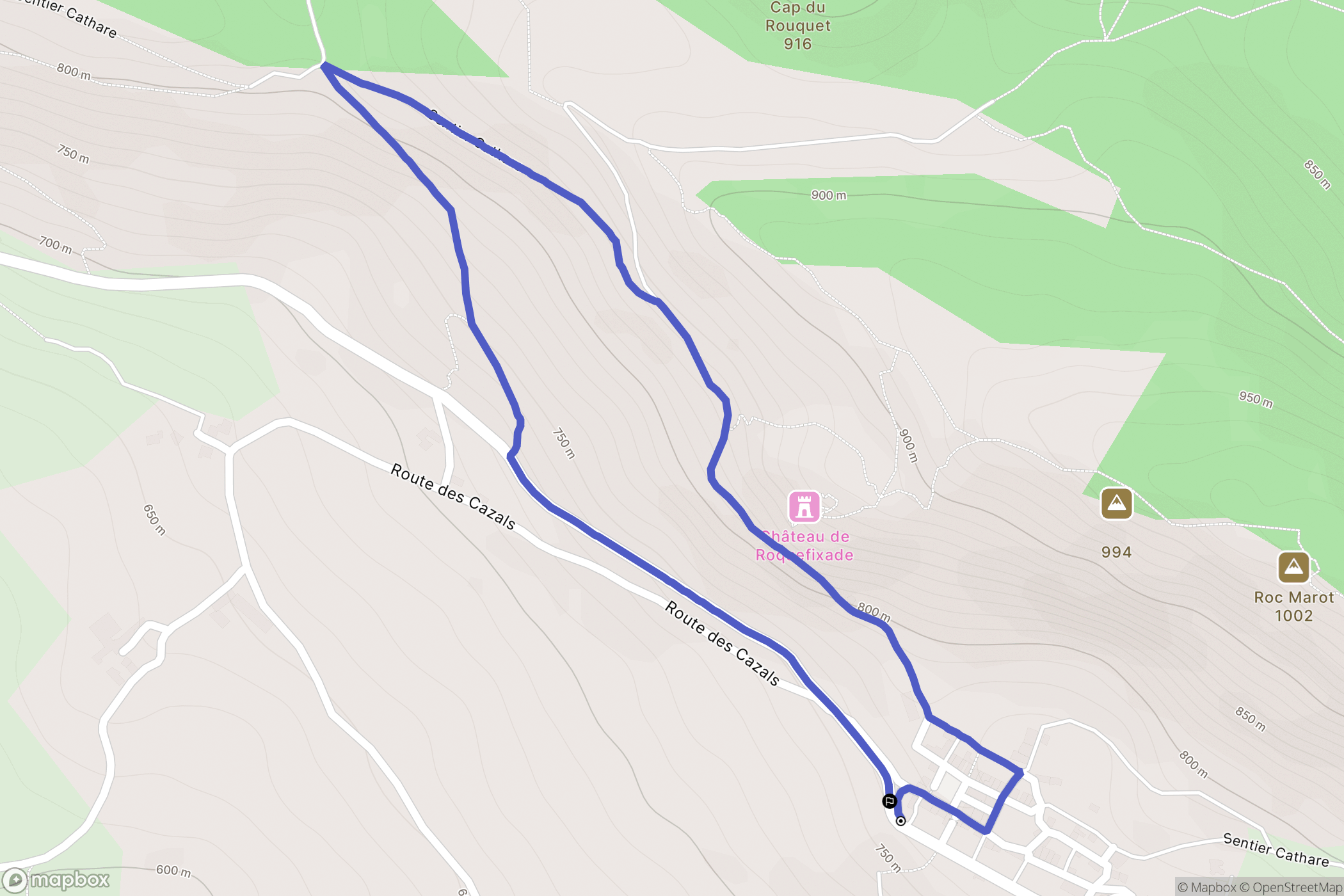 Roquefixade : carte du parcours de randonnée - France