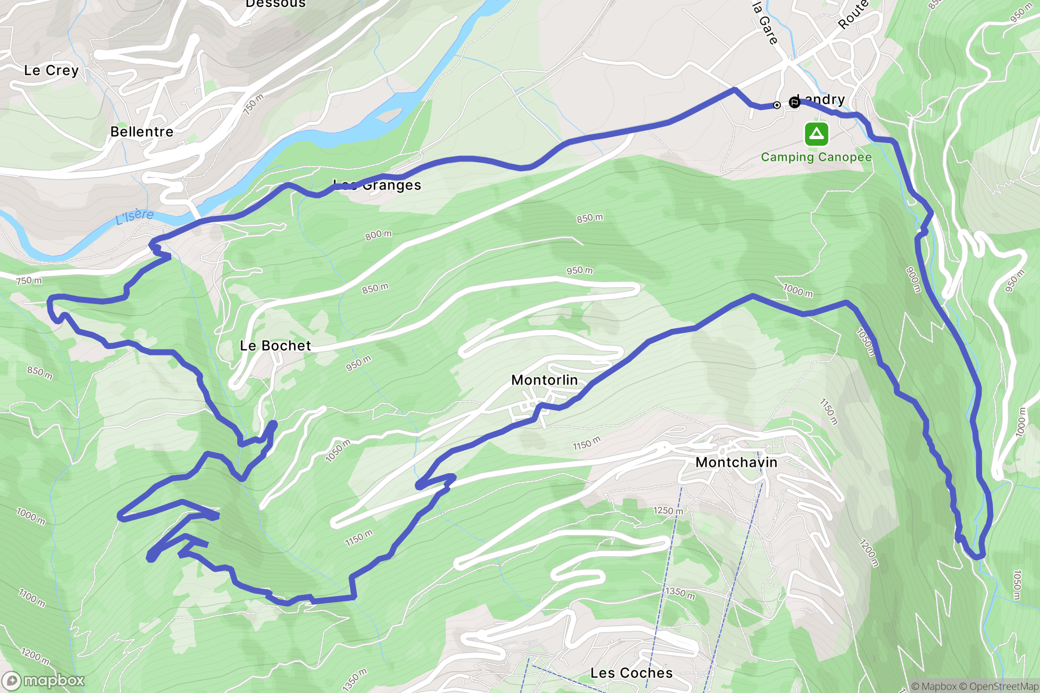 Landry : carte du parcours de randonnée - France