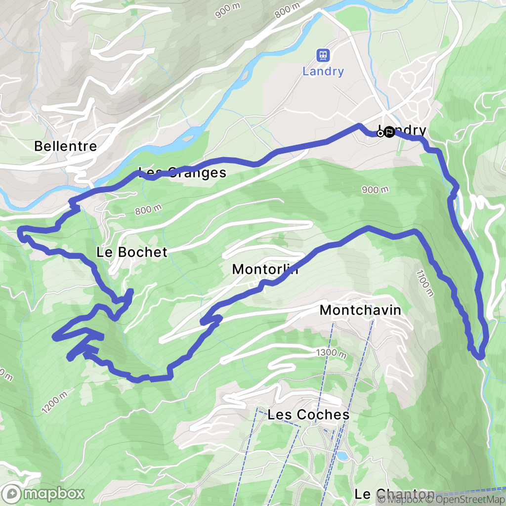 Landry : carte du parcours de randonnée - France