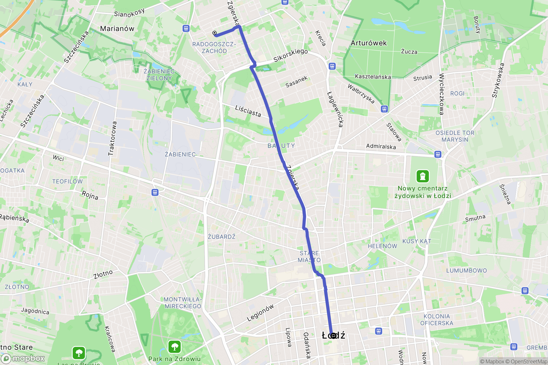 Łódź: mapa trasy - Poland