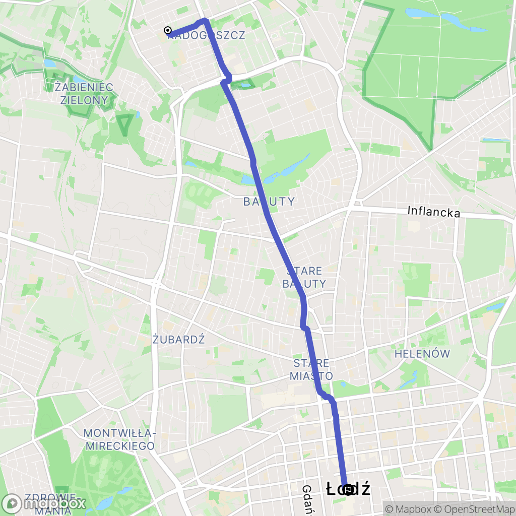 Łódź: mapa trasy - Poland