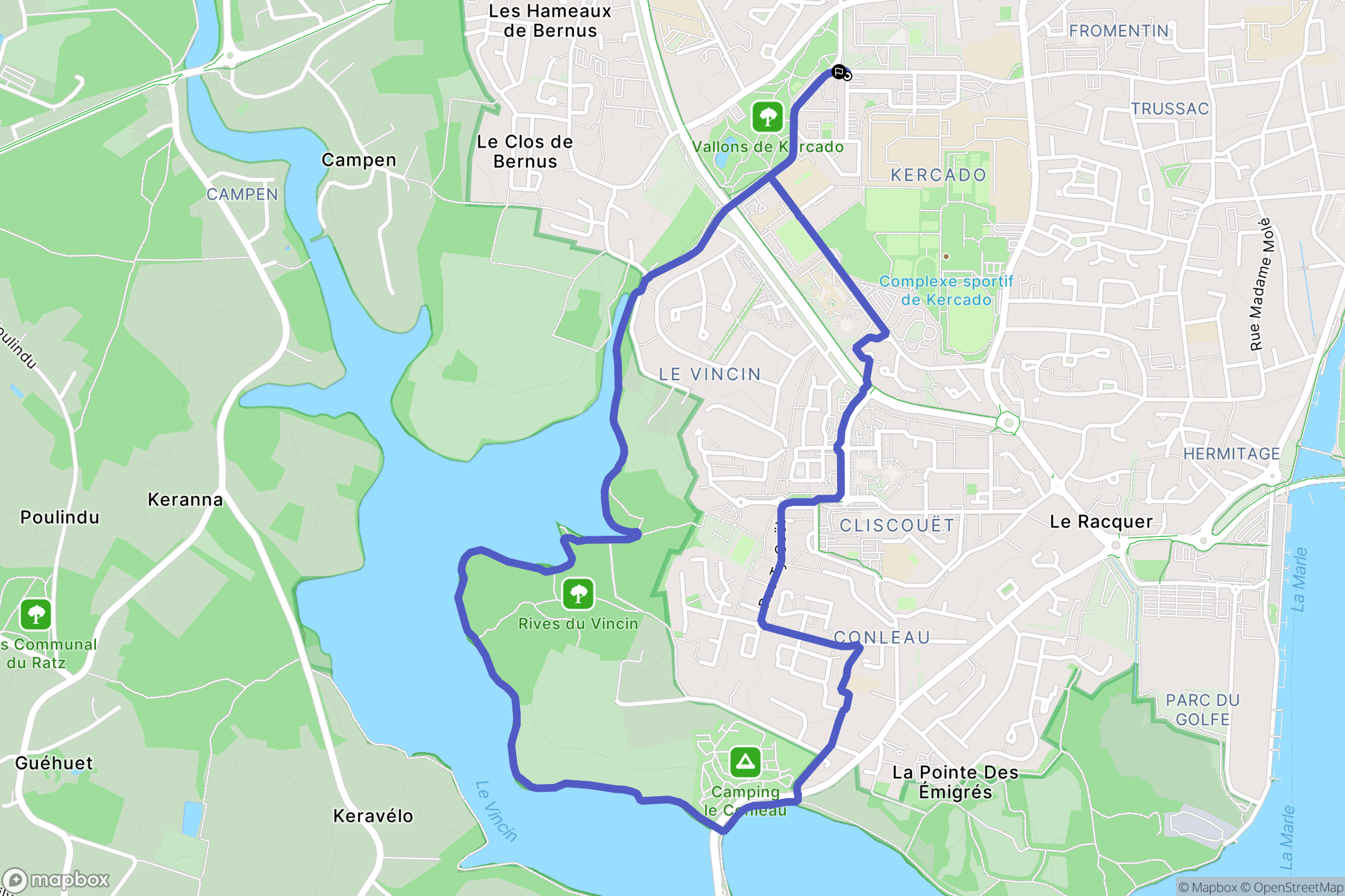 Vannes : carte du parcours de randonnée - France