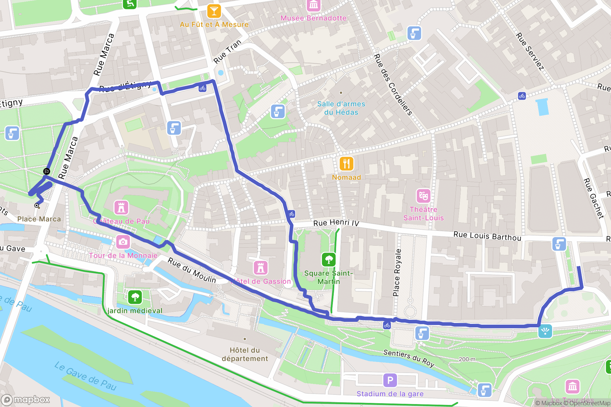 Pau : carte du parcours de randonnée - France