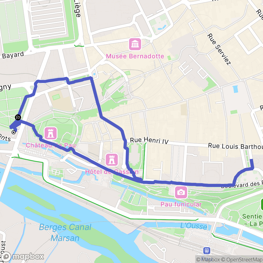 Pau : carte du parcours de randonnée - France