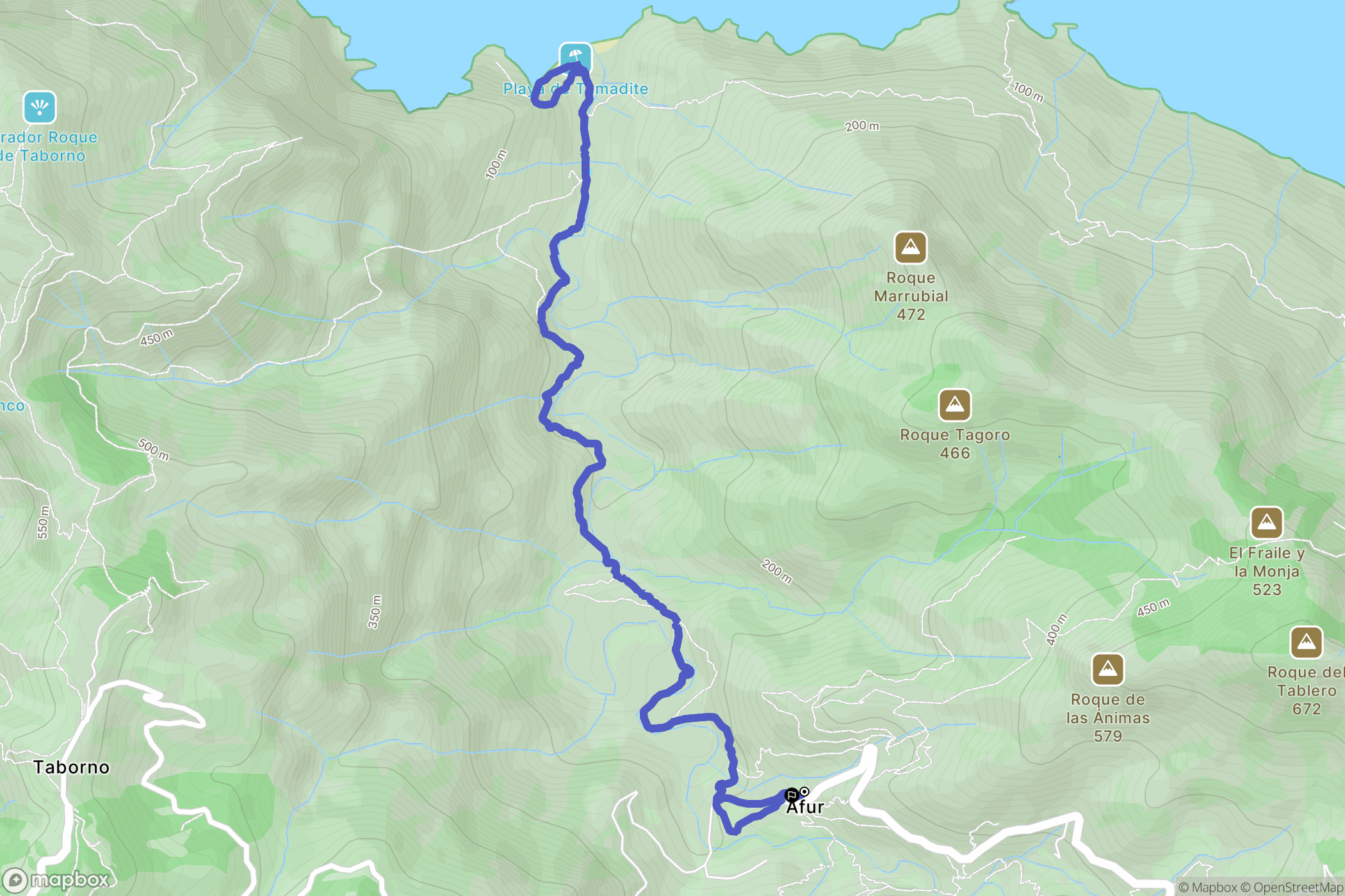 Santa Cruz de Tenerife : carte du parcours de randonnée - Spain