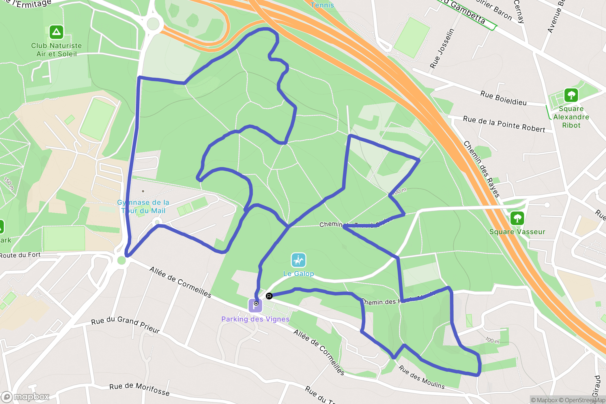 Sannois : carte du parcours de randonnée - France