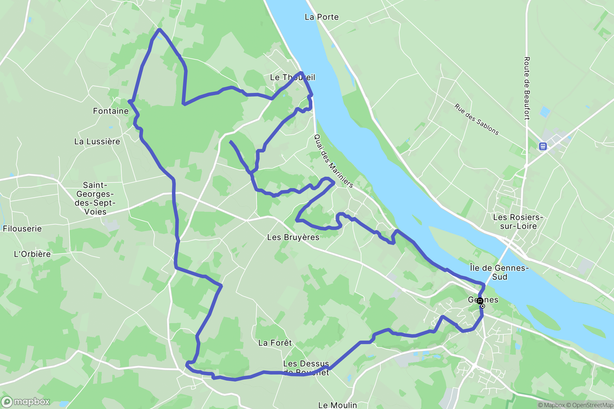 Gennes-Val-de-Loire : carte du parcours de randonnée - France