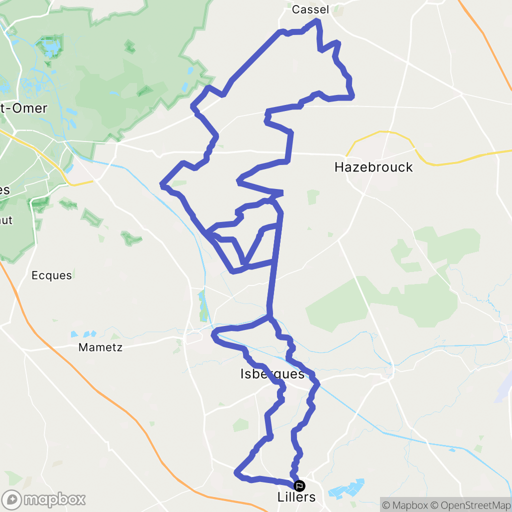Lillers : carte du parcours de randonnée - France