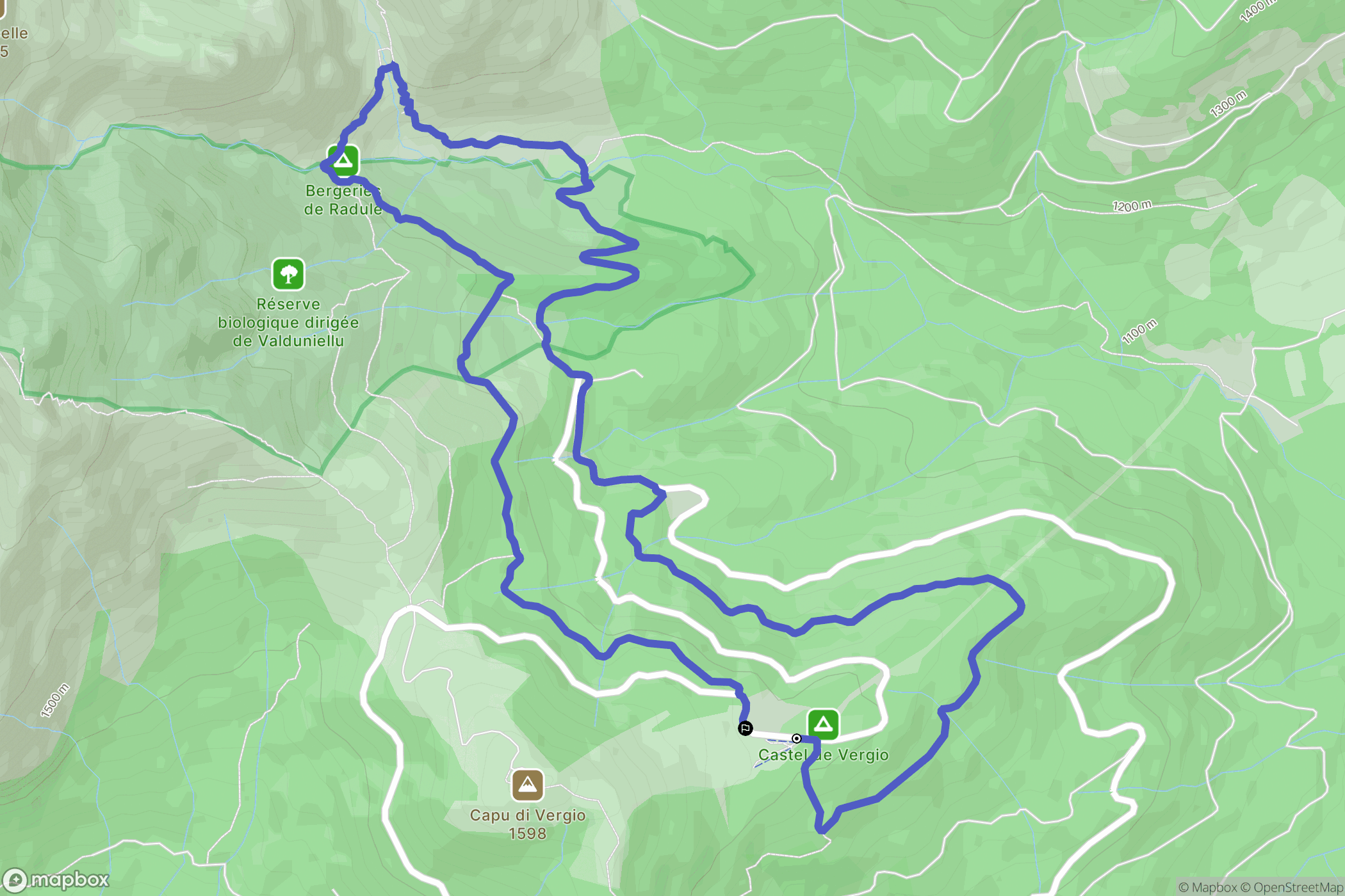 Albertacce : carte du parcours de randonnée - France