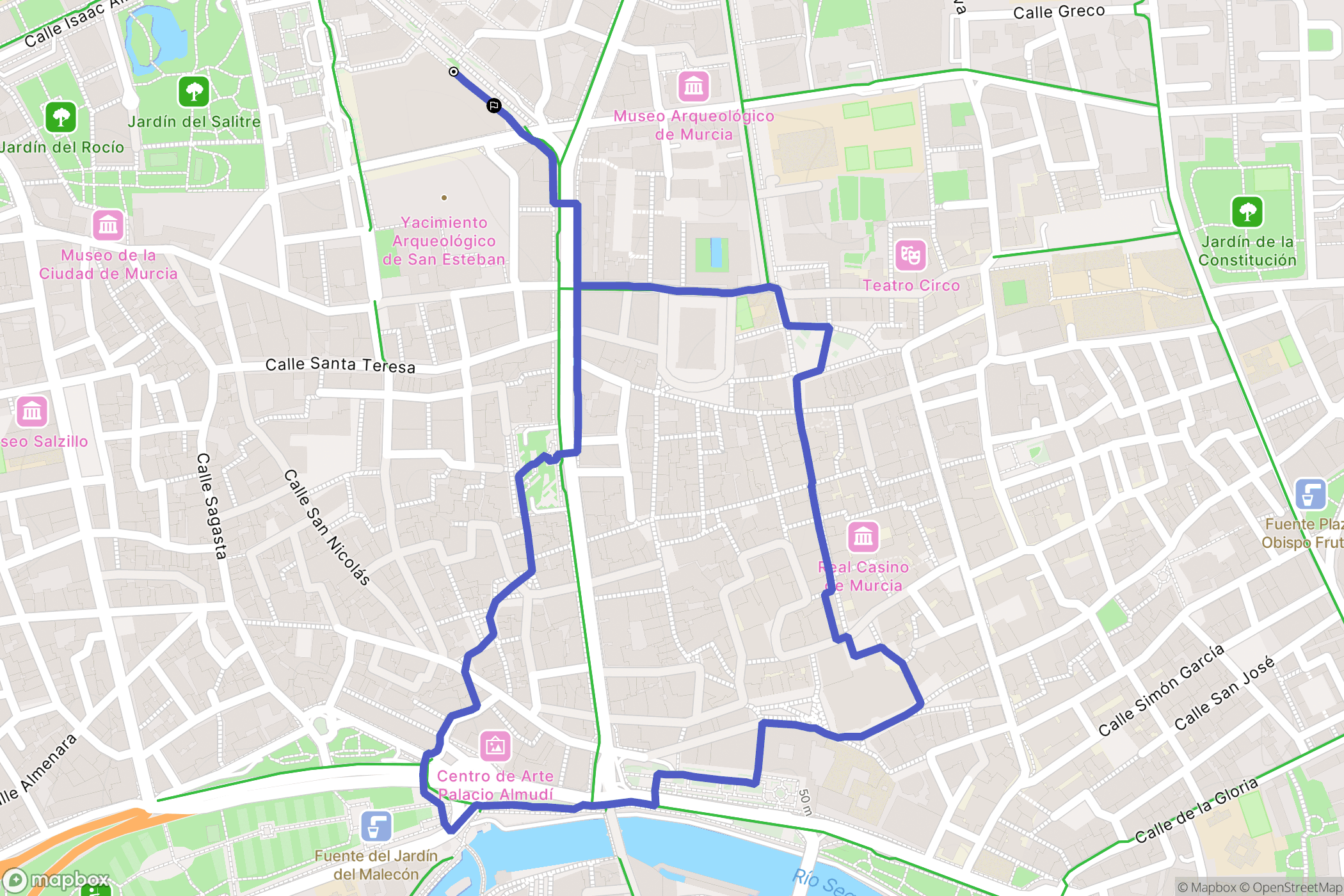 Murcia : carte du parcours de randonnée - Spain