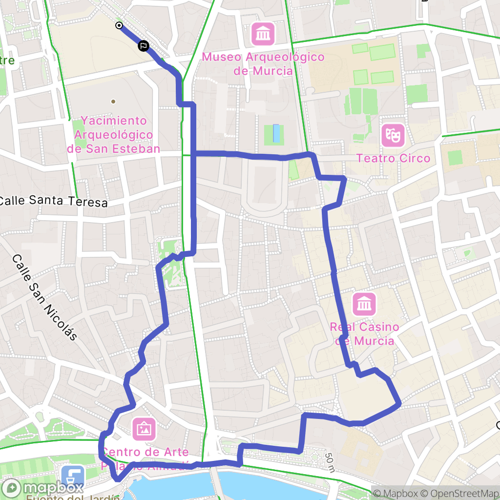 Murcia : carte du parcours de randonnée - Spain