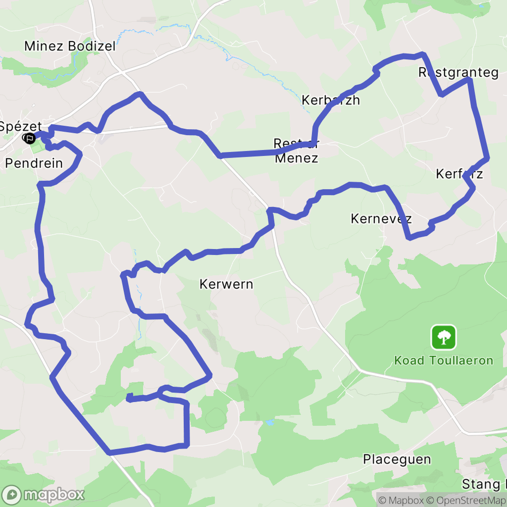 Spézet : carte du parcours de randonnée - France