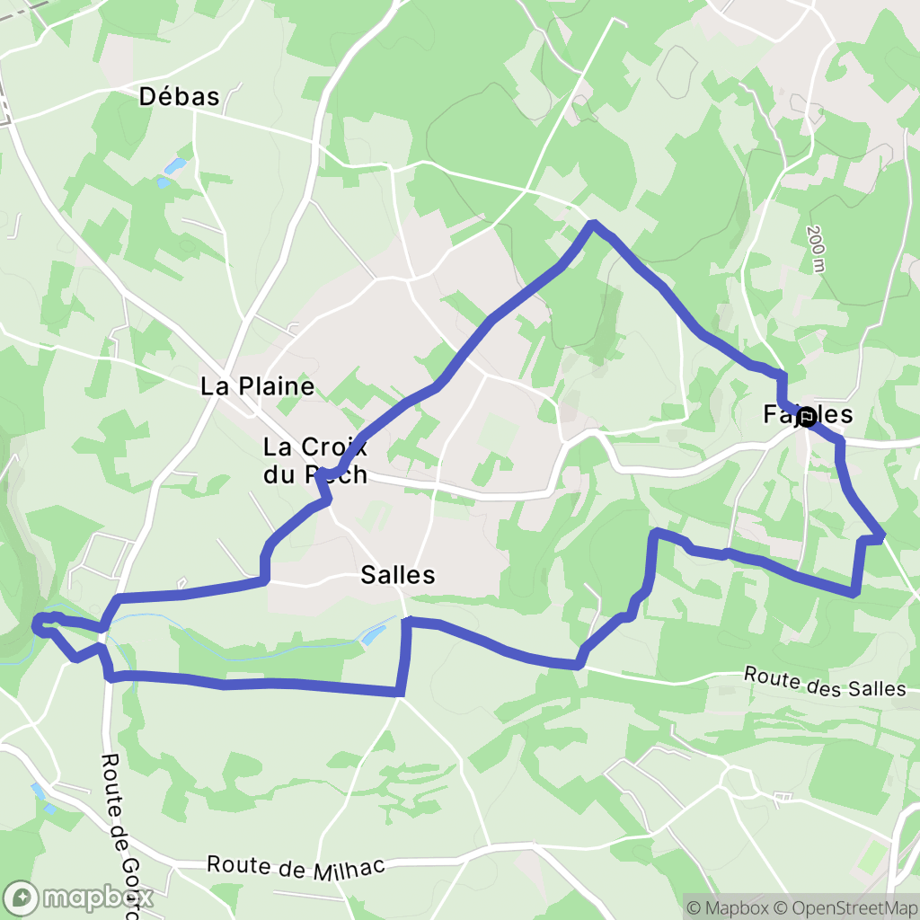 Fajoles : carte du parcours de randonnée - France