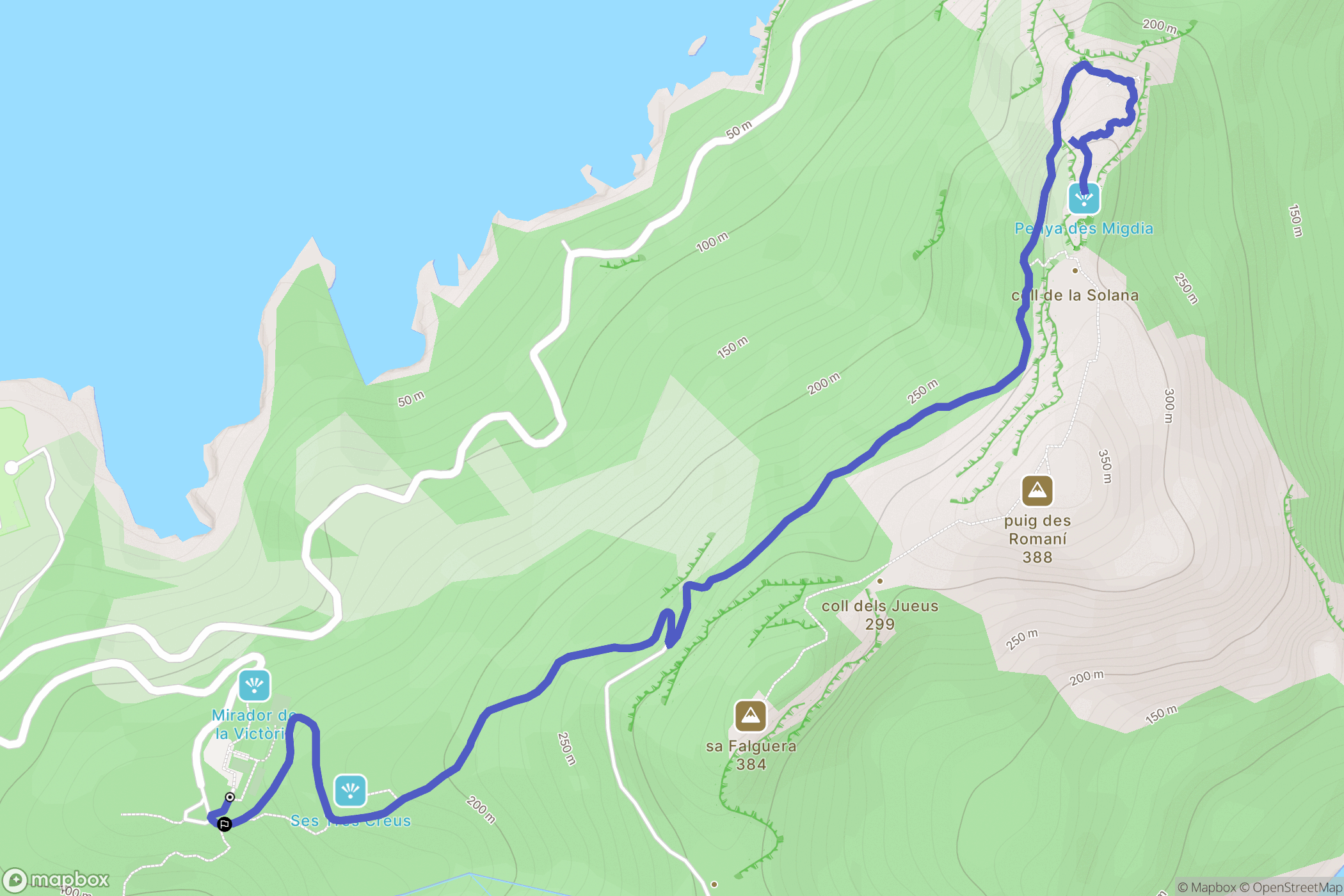 Alcudia : carte du parcours de randonnée - Spain
