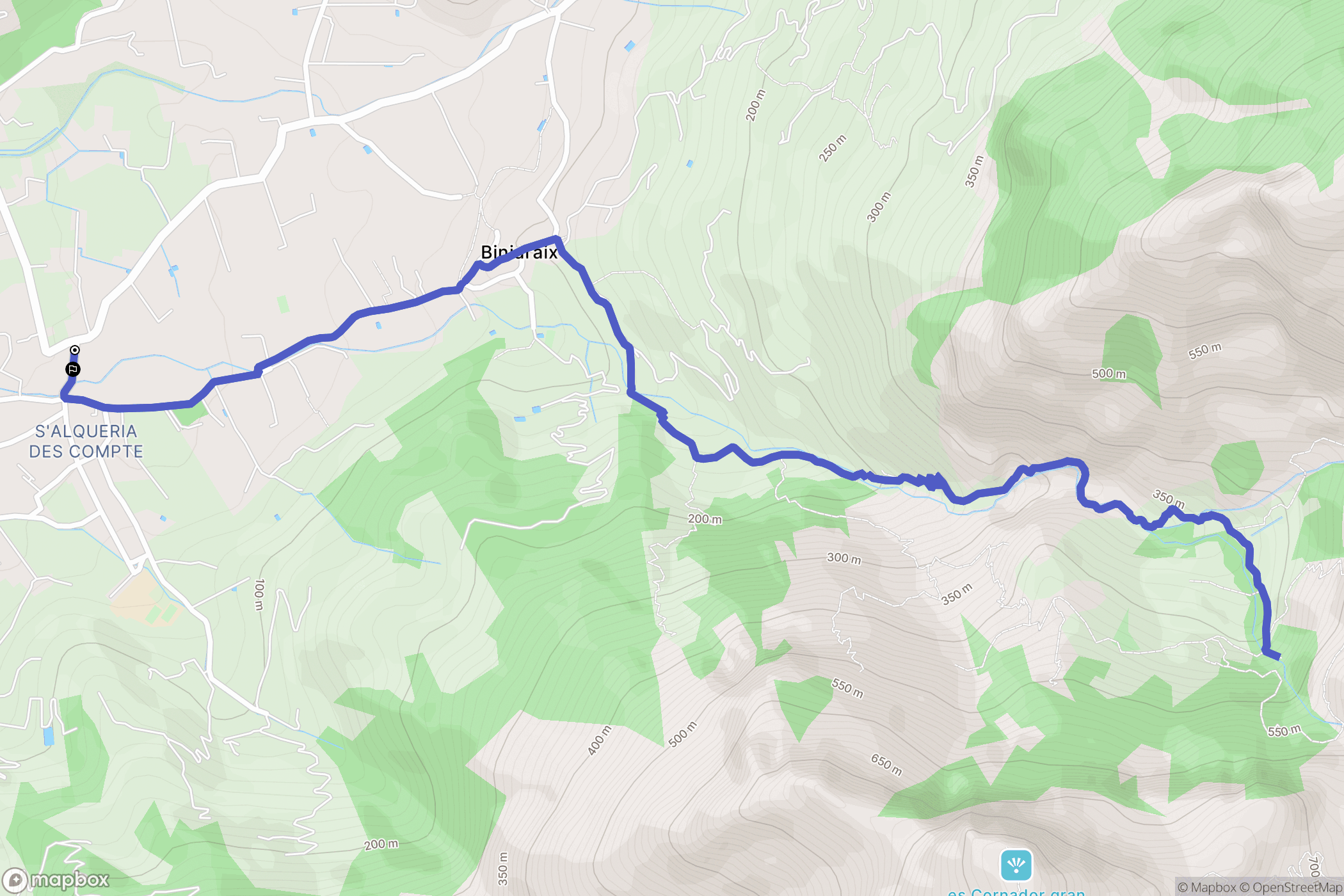 Sóller : carte du parcours de randonnée - Spain