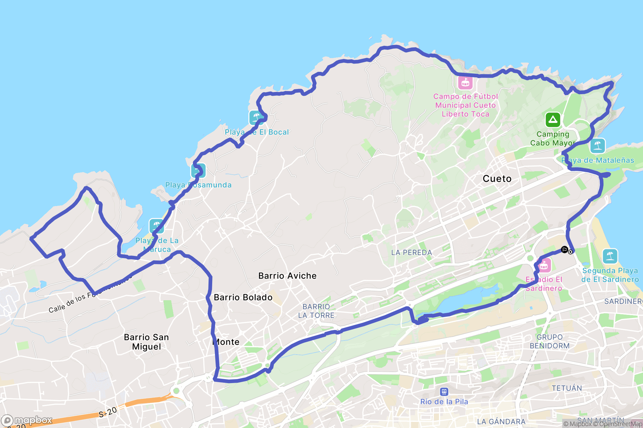 Santander : carte du parcours de randonnée - Spain