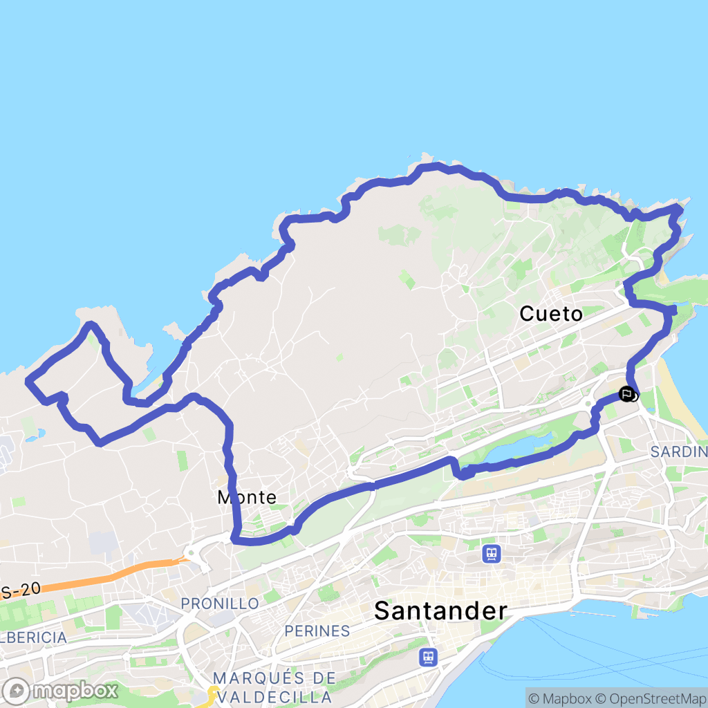Santander : carte du parcours de randonnée - Spain