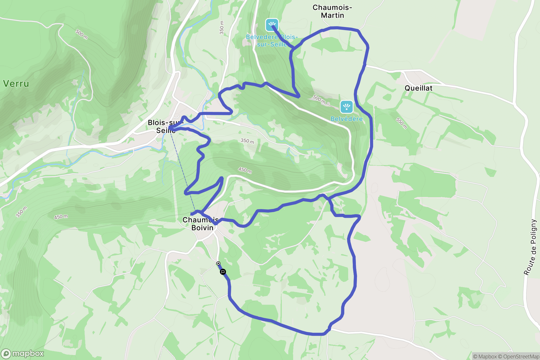 Blois-sur-Seille : carte du parcours de randonnée - France