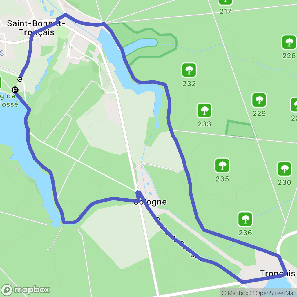 Saint-Bonnet-Tronçais : carte du parcours de randonnée - France