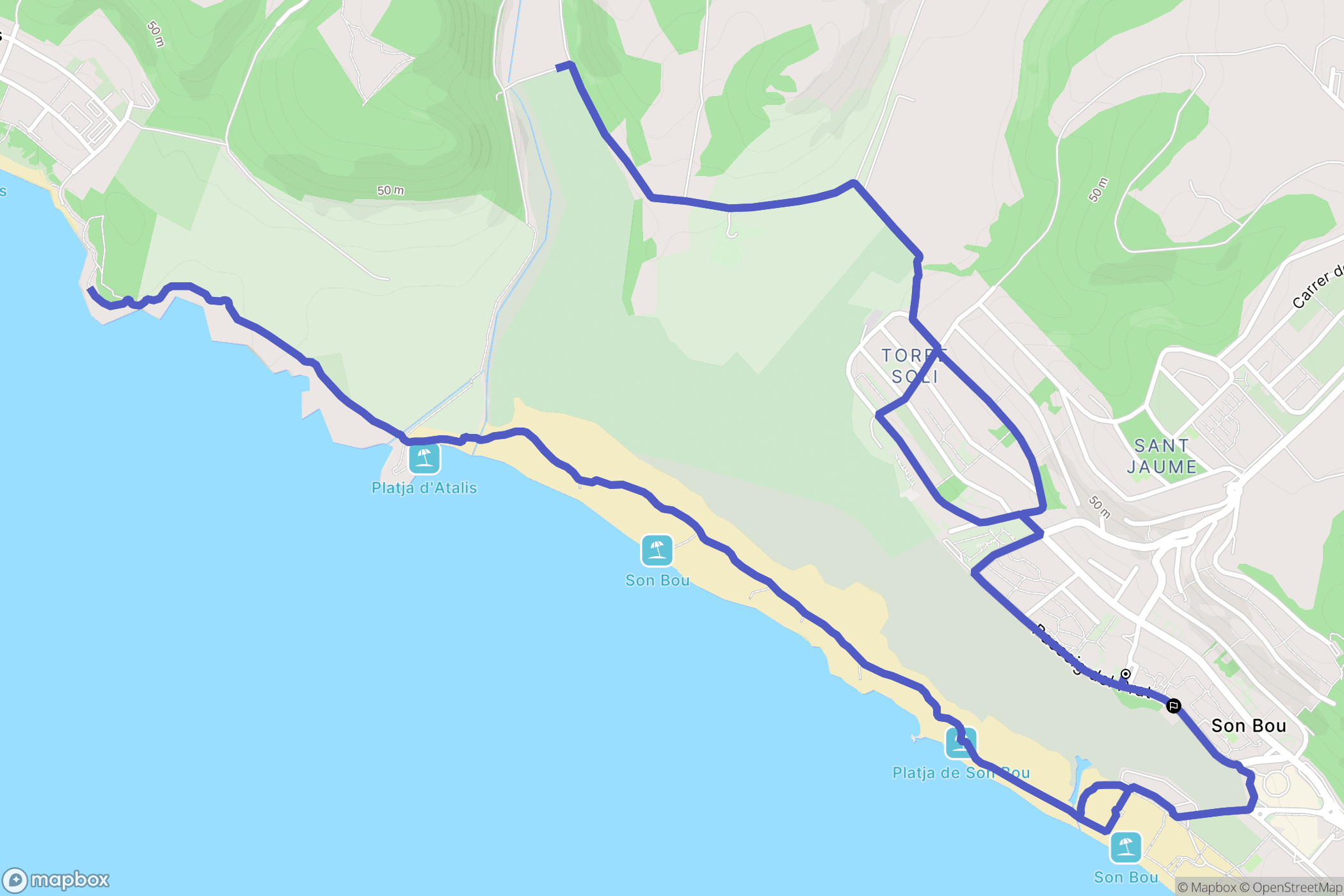 San Jaime Mediterráneo : carte du parcours de randonnée - Spain