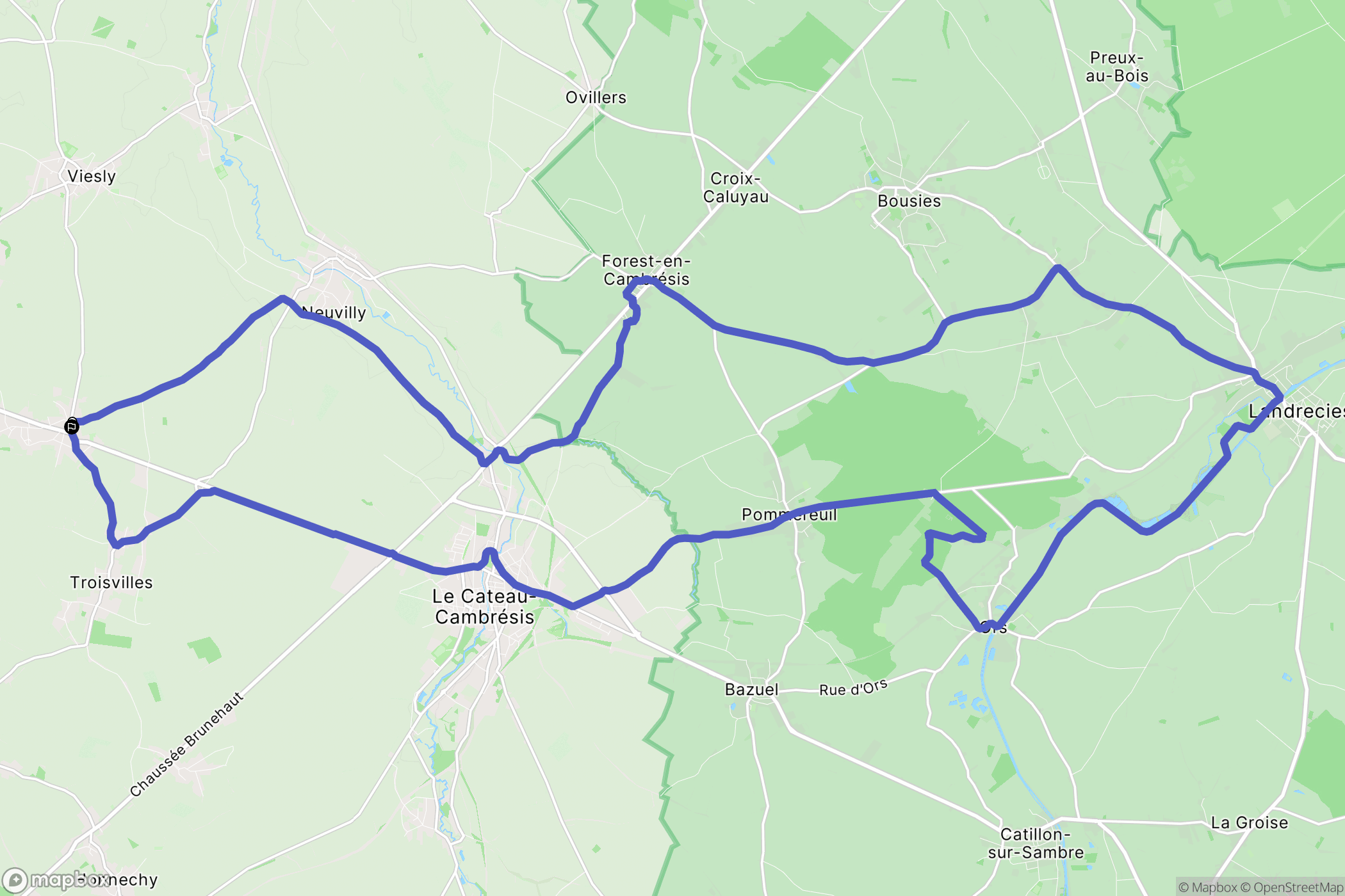 Inchy : carte du parcours de randonnée - France