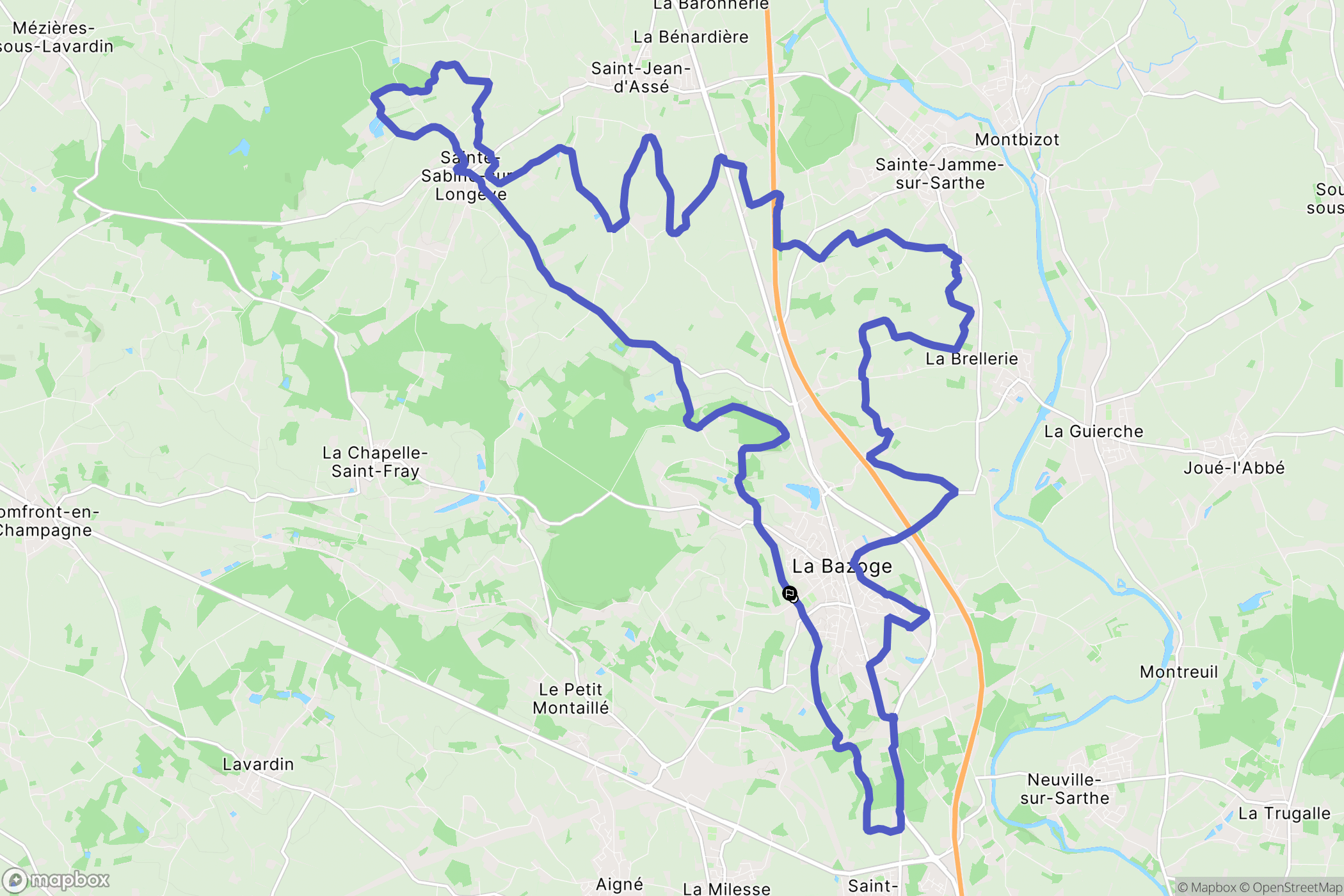 La Bazoge : carte du parcours de randonnée - France