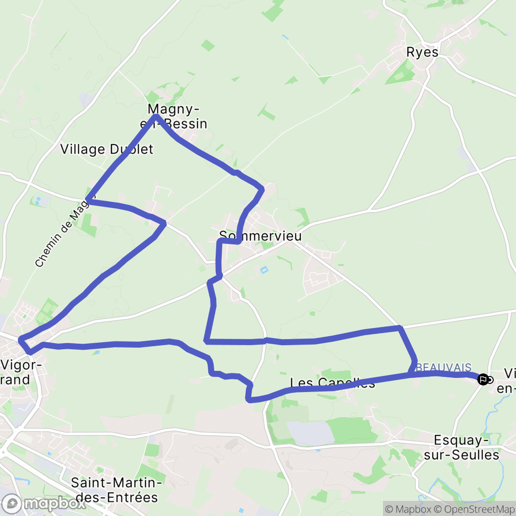 Vienne-en-Bessin : carte du parcours de randonnée - France