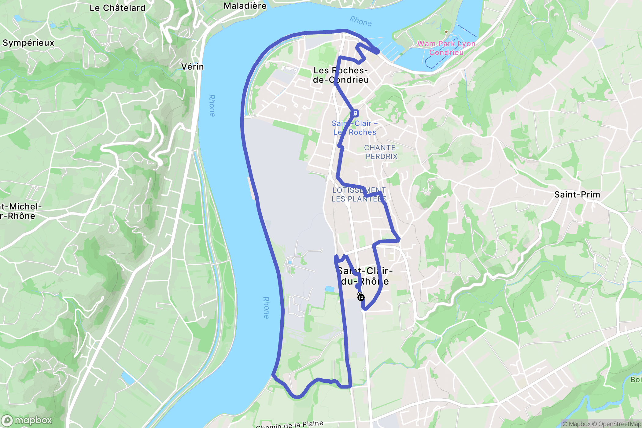 Saint-Clair-du-Rhône : carte du parcours de randonnée - France