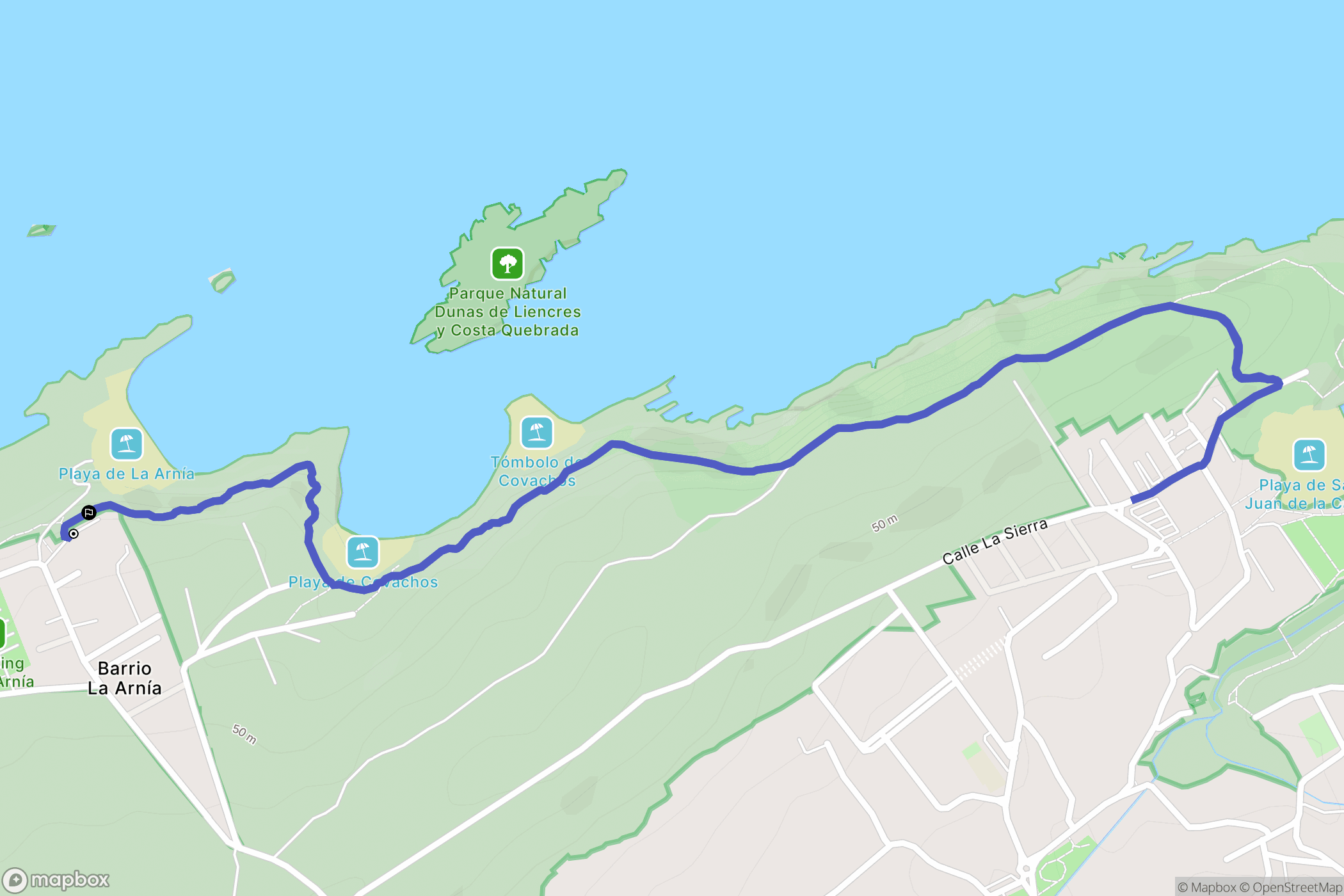 : carte du parcours de randonnée - Spain