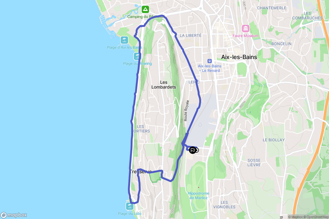 Aix-les-Bains : carte du parcours de randonnée - France